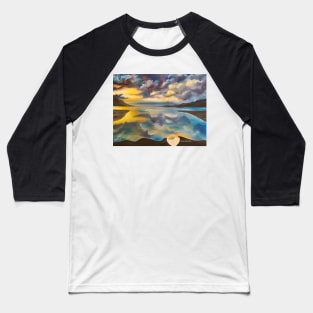 Life Boat, Sky, Water, Lake, Clouds, Skyscape, Waterscape, Row Boat, Blue and yellow, cloudy sky painting Baseball T-Shirt